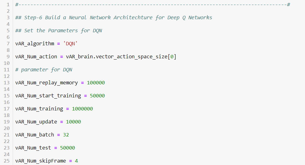 Build a Neural Network Architecture for DQN