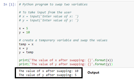 Program to Swap Two Variables